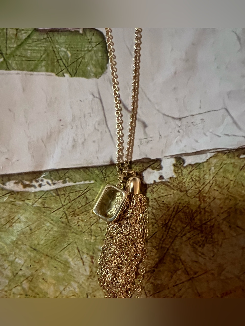Anthropologie Fringed Crystal Pendant Necklace - NWT - Gold - Picture 12 of 15